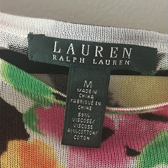 Lauren Ralph Lauren Womens Floral Long Sleeve Lightweight Knit Sweater Sz Medium - Picture 5 of 6